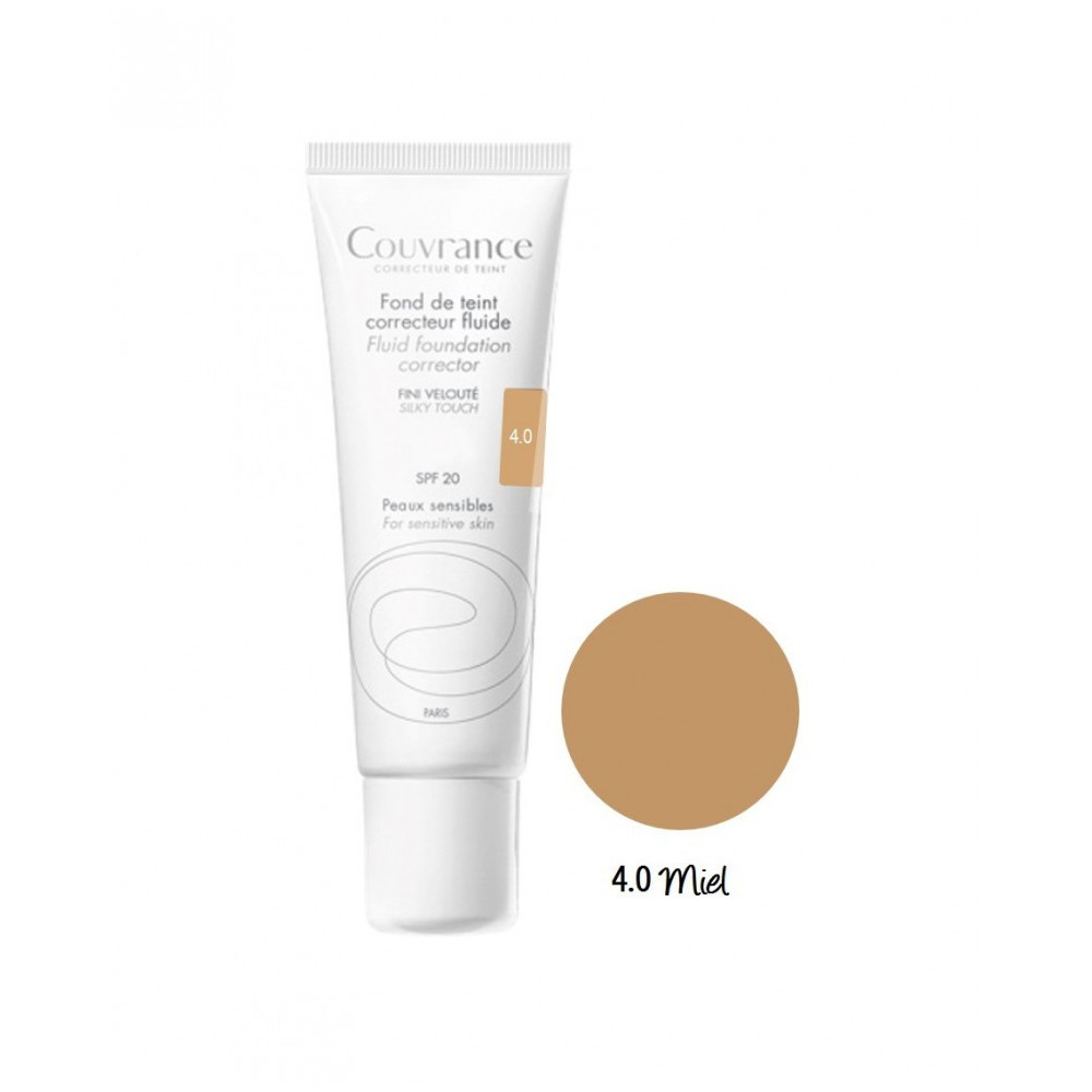 avene couvrance maquillaje fluido spf 20 tono 4 miel 30 ml