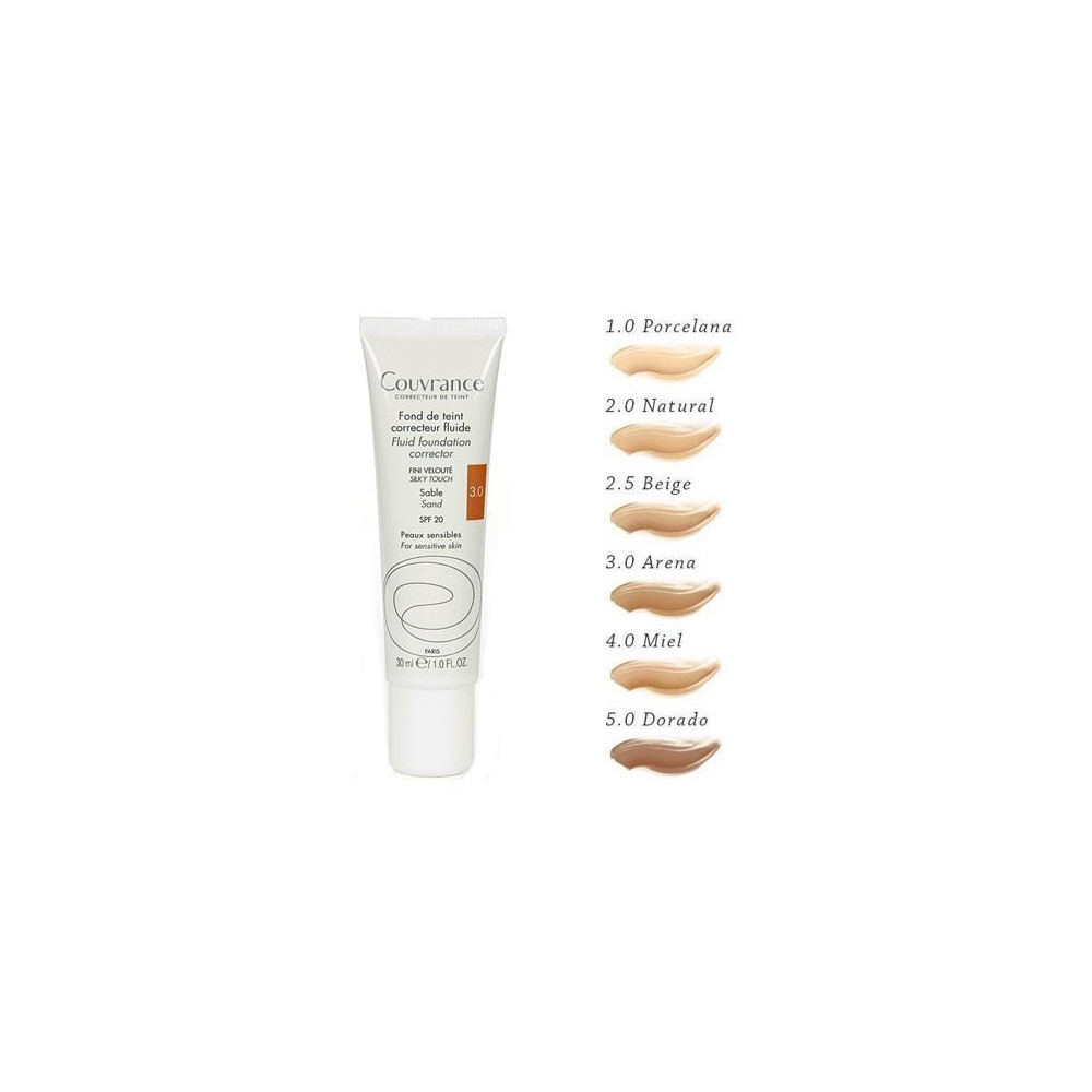 avene couvrance maquillaje fluido spf 20 tono 4 miel 30 ml