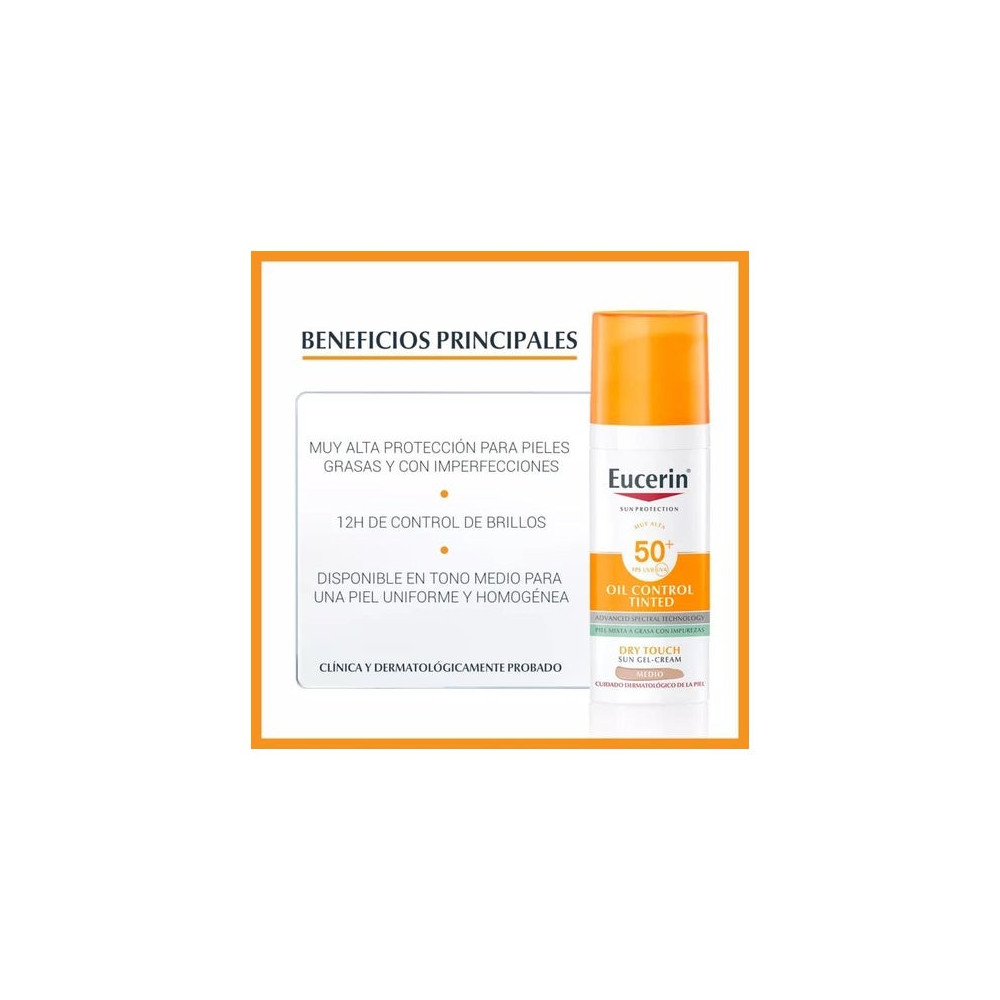 Eucerin Gel-Crema Solar Oil Control Tinted Medium SPF50+ 50ml