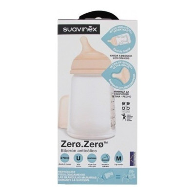 Suavinex biberón anticólico zero.zero tetina m de silicona 270 ml