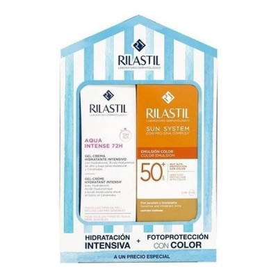 Rilastil Pack Aqua Intense 72h Gel-Crema 40ml +  Sun System Emulsión Solar Facial Color SPF50+ 40ml