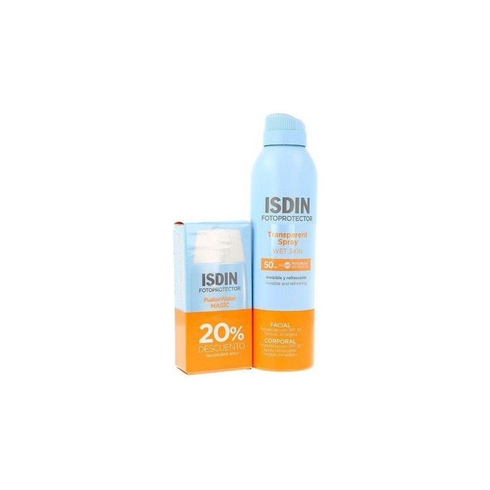 Isdin Pack Transparent Spray Wet Skin Spf50 + Fusion Water