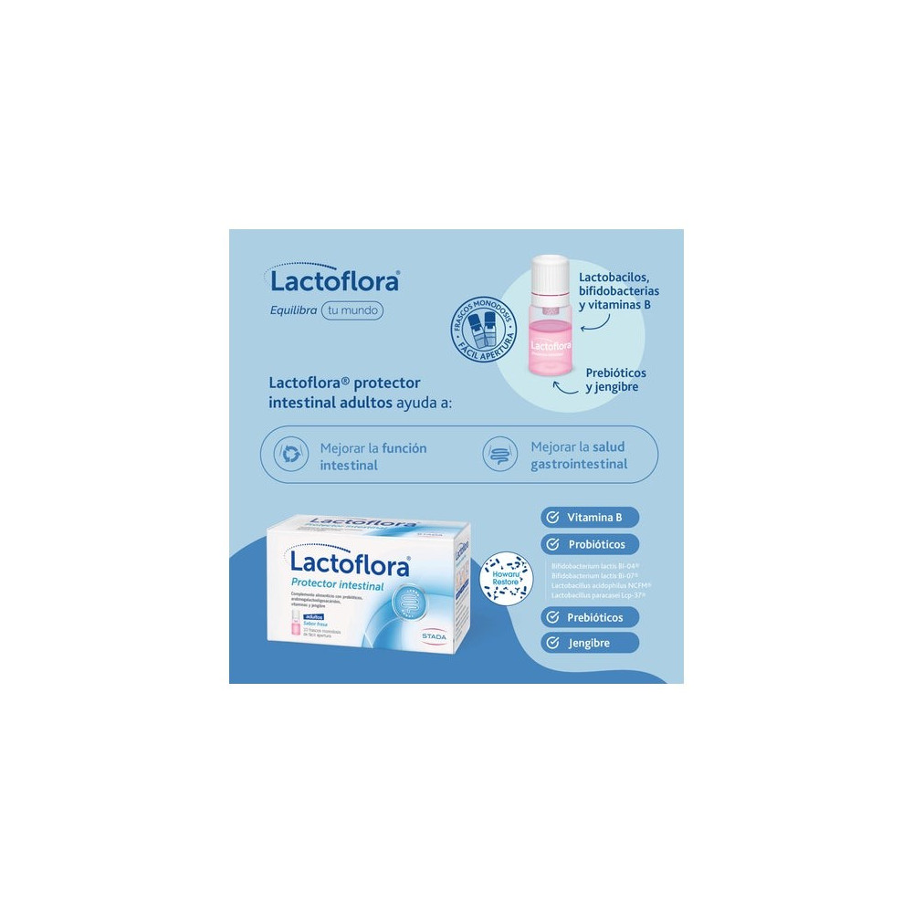 Lactoflora Protector Intestinal Adulto Sabor Fresa 10 frascos