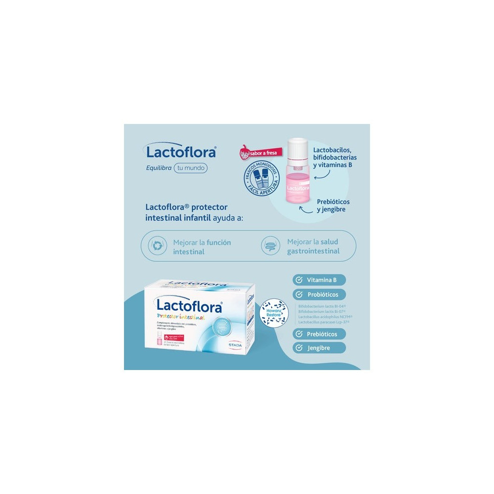 Lactoflora Protector Intestinal Niños Sabor Fresa 10 frascos